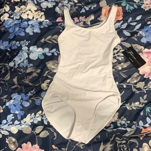 White silky leotard
